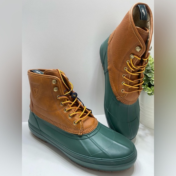 NEW NEW Polo Ralph Lauren Claus Lace Up Men's Sherpa Lined Duck Boots Brown 8,11 - Picture 9 of 9